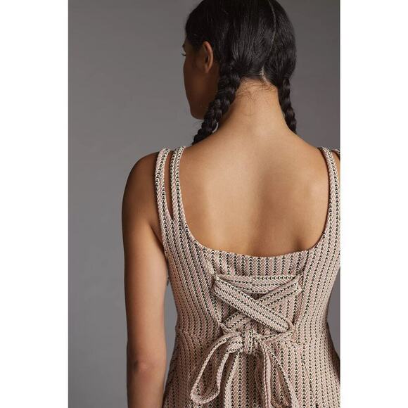 Anthropologie Maeve Jacquard Mini Dress size Small Fit and Flare Pastel Spring - Picture 3 of 16